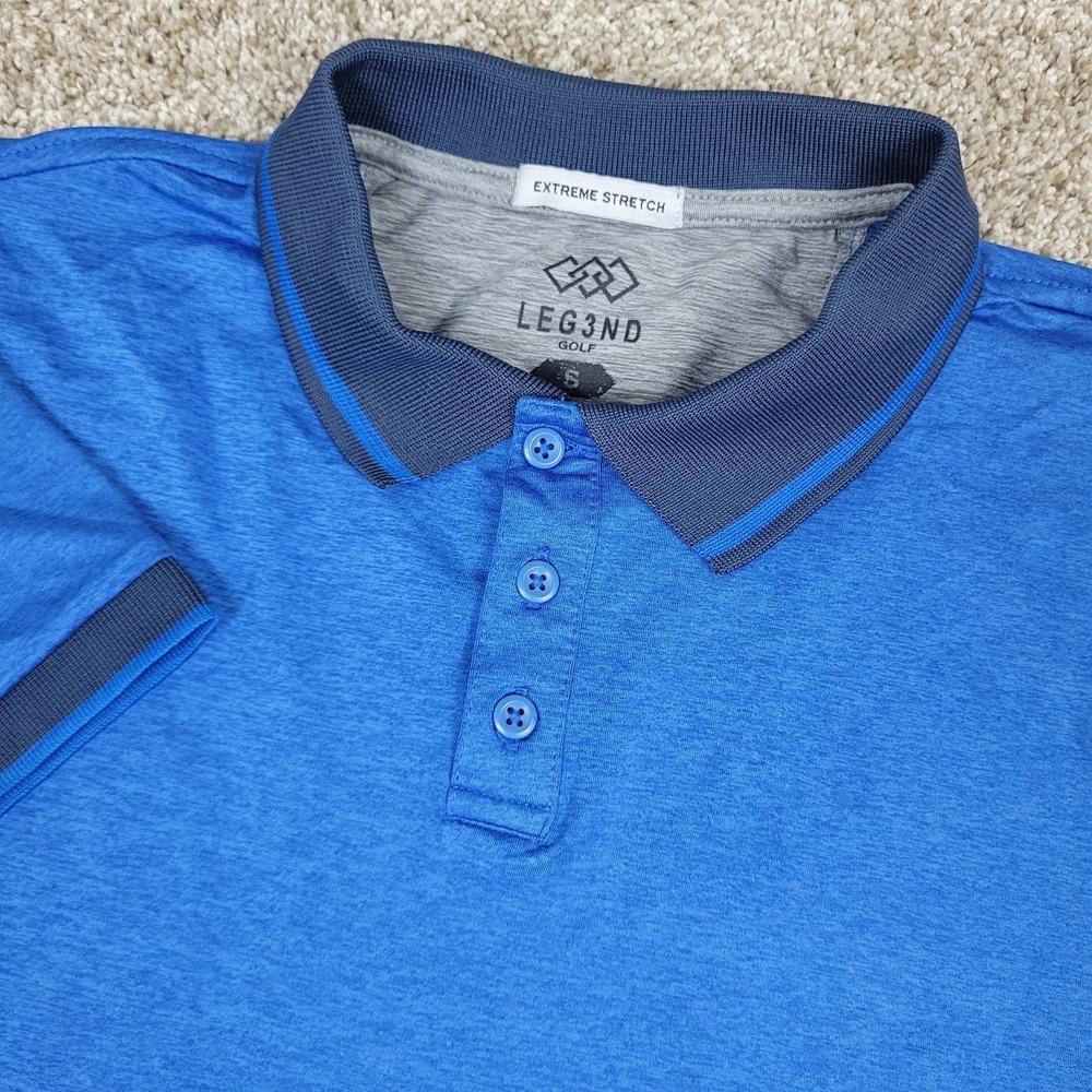 Legend Golf Extreme Stretch Mens Small Solid Blue Stretch Polo Short Sleeve